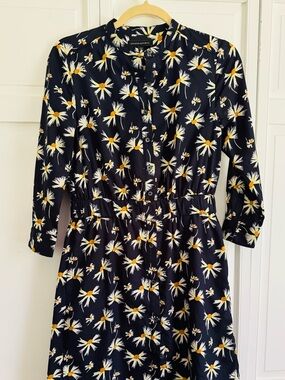 Banana Republic Navy Floral Daisy Lined Shirt Dress, Banana Republic XS  Dress